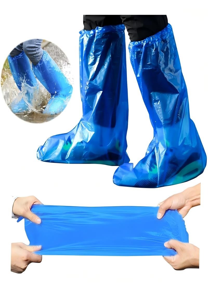 Disposable Shoe Covers and Thicker Boot,70cm Tall Large,Waterproof Sandproof Anti-Slip Overshoe (10 Pairs),Outdoor Indoors Overshoes(Blue) - Image 1